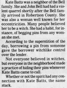 Kate Batts Bell Witch